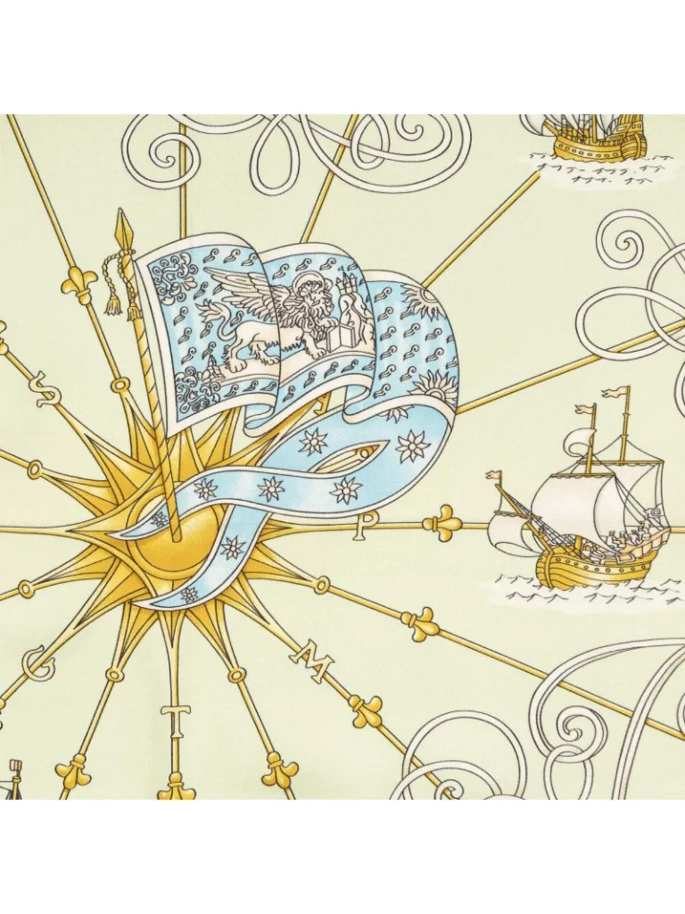 Hermes Scarf Green Gold Silk